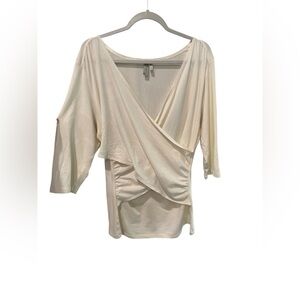Sahalie Cream Wrap Blouse size XL 55% cotton